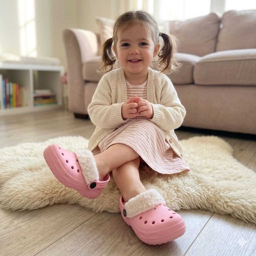 Calçados infantil antiderrapante com pelinhos para  frio inverno leve macio confortavel emborrachado
