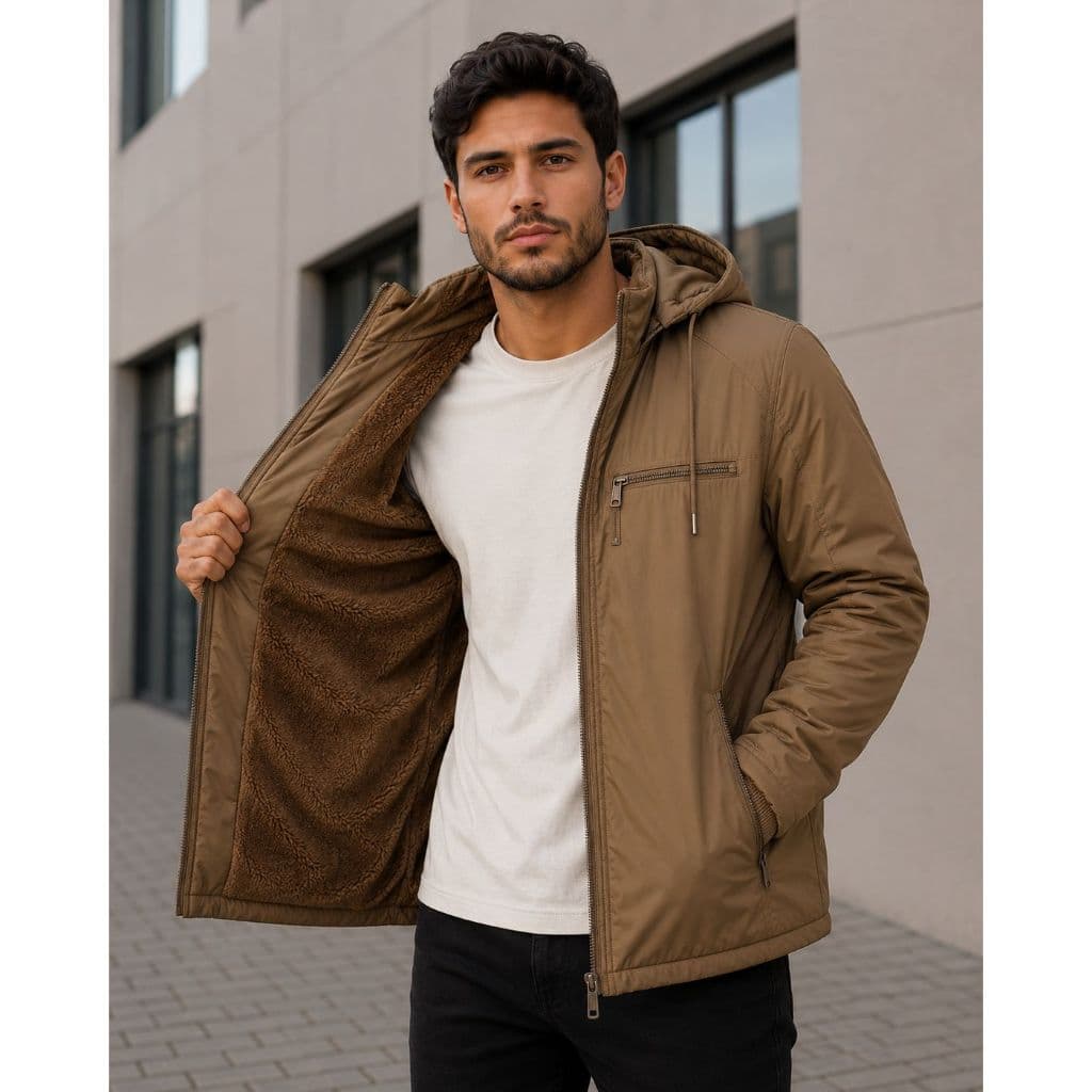Jaqueta Masculina Micofibra Forrada Peluciada Com Toca Removivel Frio