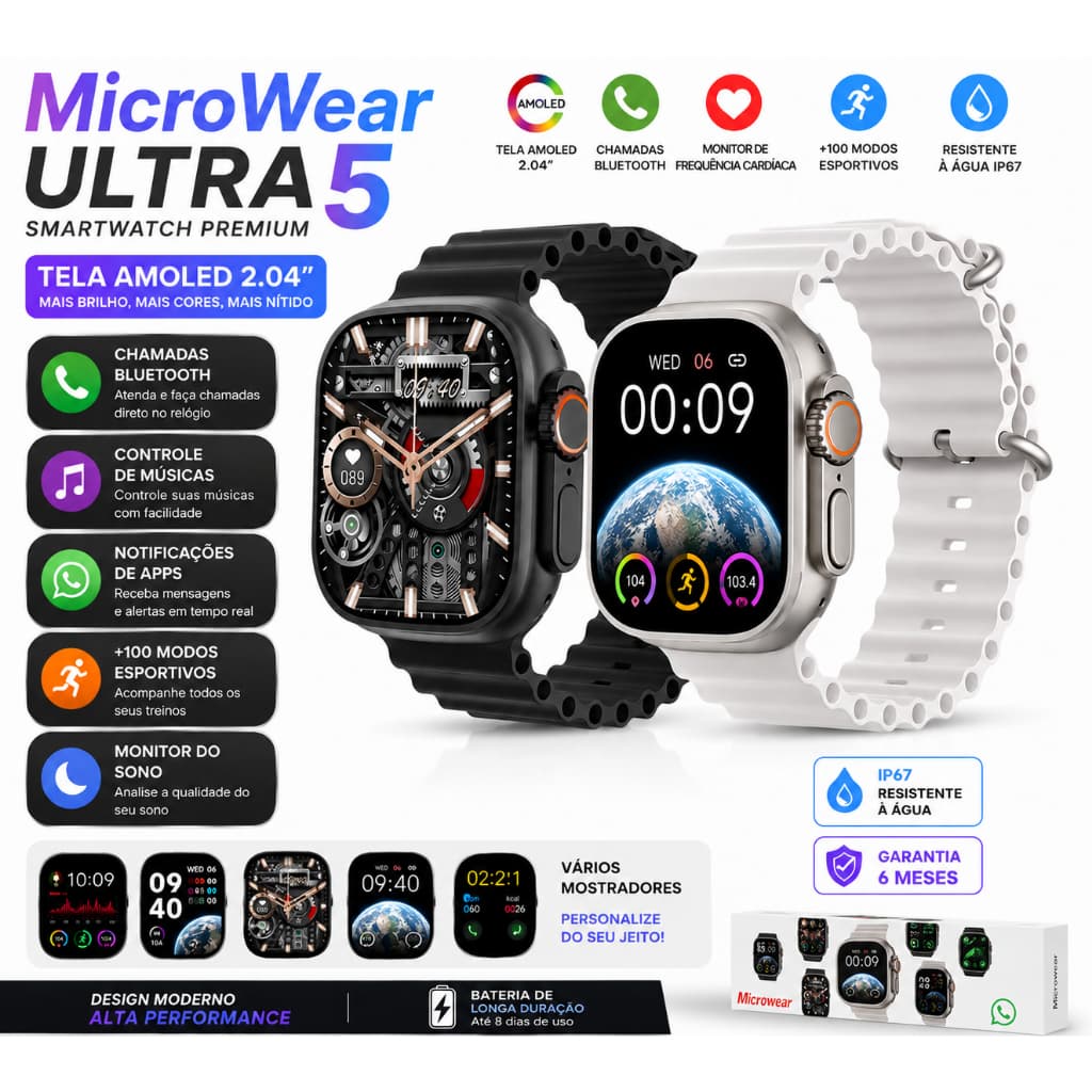 Smartwatch Ultra 5 Microwear Serie 11 Relogio U5 Resnponde Whatsapp Chat GPT Lançamento 2026