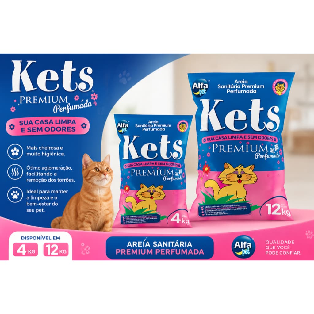 AREIA SANITÁRIA PARA GATOS KETS PREMIUM FLORAL
