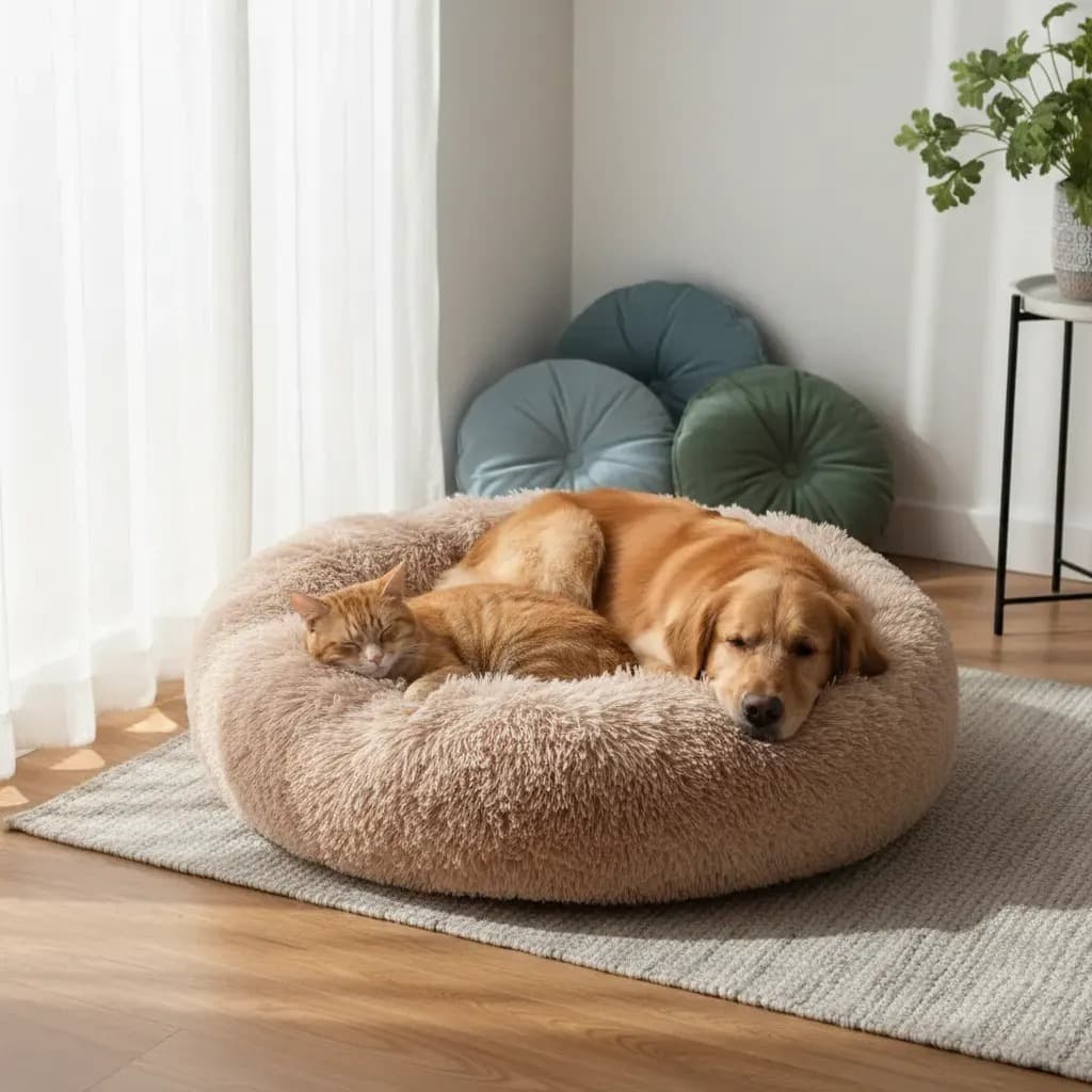 CAMA PET DONUT PELUCIA REDONDA CAMINHA CASA Cachorros Gatos NUVEM ANTIDERRAPANTE CASINHA TOCA LUXO