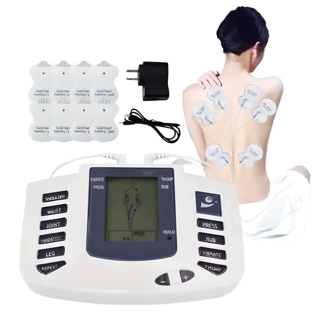 Massageador Corporal Elétrico LCD Kit com Eletrodos 8 Níveis de Intensidade para Tensão Muscular