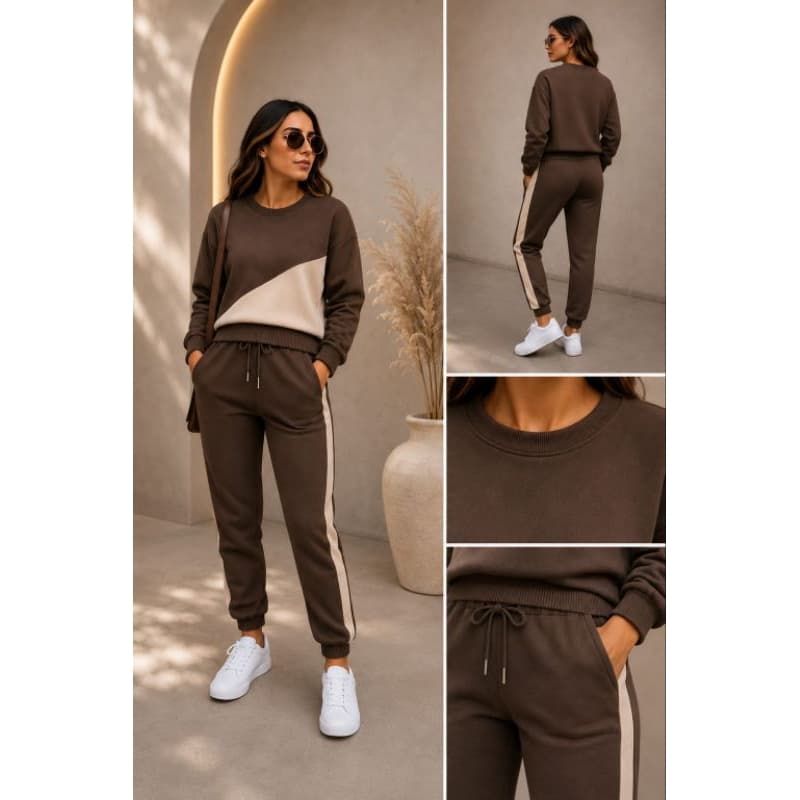 Conjunto Moletom Feminino Adulto Casaco + Calça Moletom Joger com elástico
