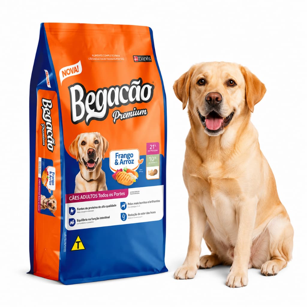 Ração Begacão Premium Cachorro Adultos Frango e Arroz 7kg