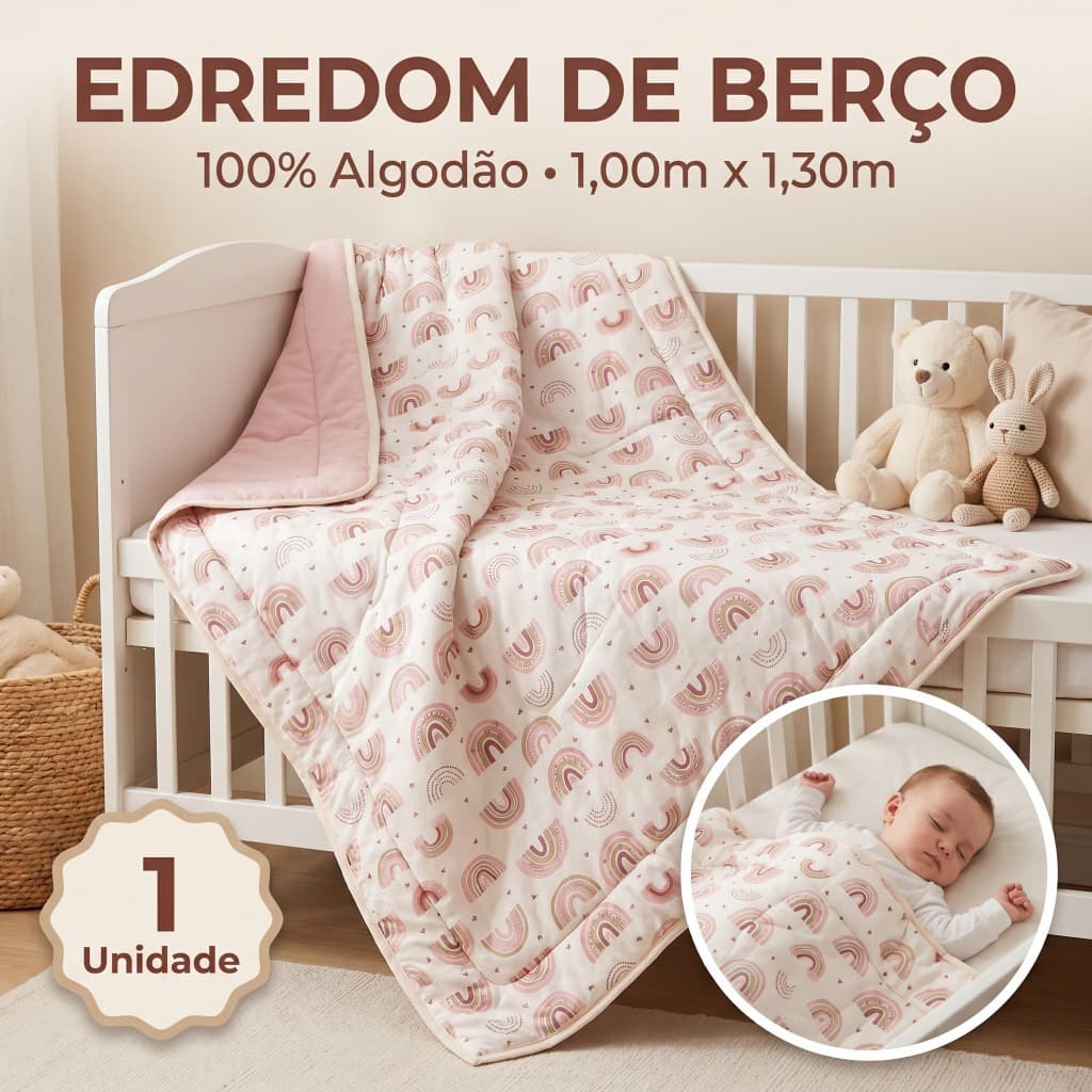 Edredom Bebê Estampado Dupla Face Para Berço Manta Cobertor Infantil Menino E Menina