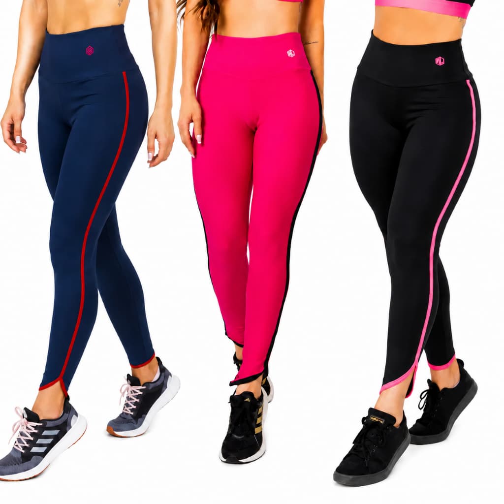Calça Legging Feminina Manalinda Fitness Roupa de Academia Treino Viés Zero Transparência Cós Alto