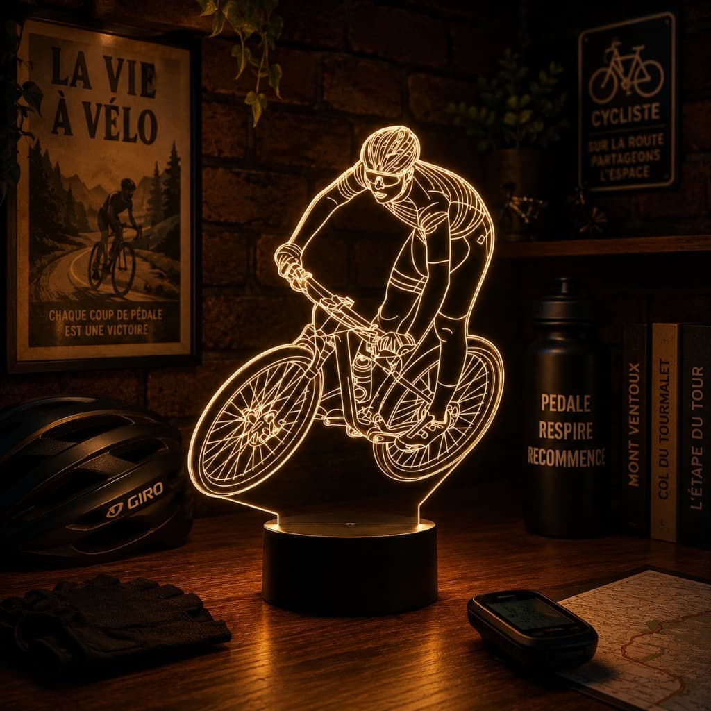 Luminária Led 3d | Ciclista Bicicleta BMX | Abajur Presente Criativo Decoração Multicores