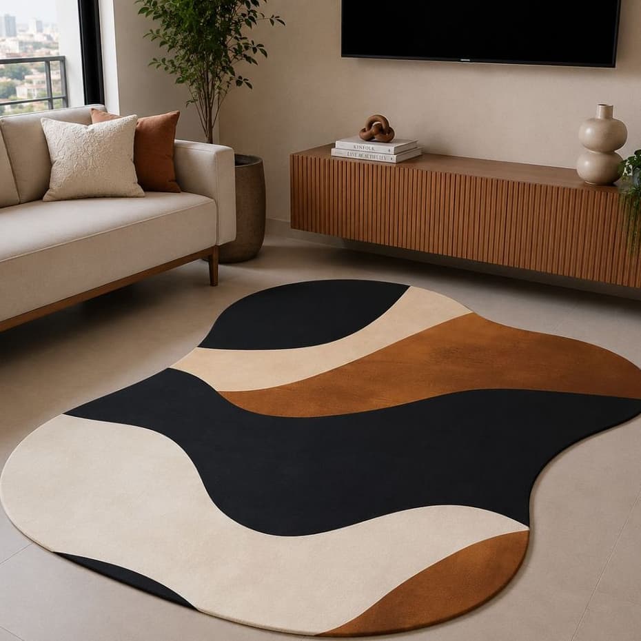 Tapete Orgânico Decorativo 117x67cm Antiderrapante para Sala e Quarto 006