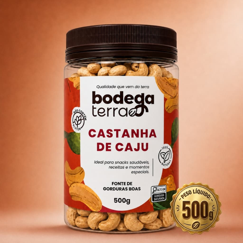 Castanha De Caju Torrada e Salgada 500g Premium Sem Glúten Snack Saudável Tipo W1