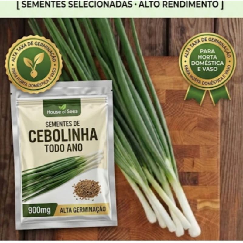 Sementes De Cebolinha Todo Ano 900mg Temperos Para Horta E Vasos Alta Germinação Cultivo Fácil