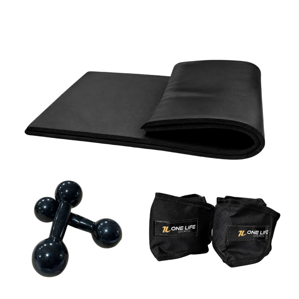 Kit Aeróbico Em Casa Caneleira 5 Kg + Colchonete + Halter 2 Kg | treino básico condicionamento fit