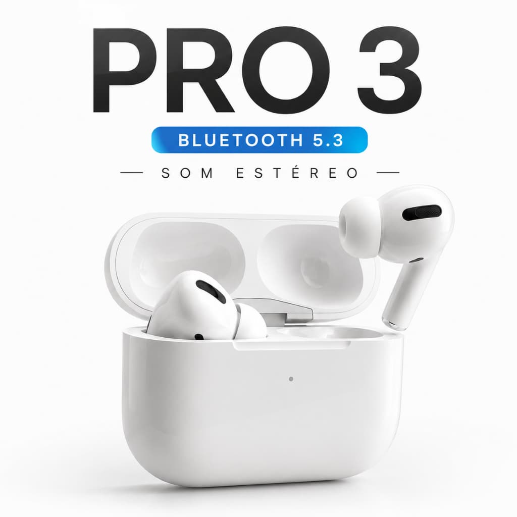 Fone PRO3 Bluetooth Sem Fio TWS Bluetooth 5.3 Touch Controle Estéreo Android iPhone