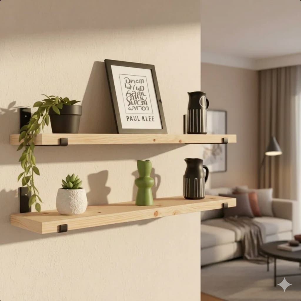 Prateleira de Madeira Pinus Parede Suporte Mão Francesa Nicho Decoração Rústica Moderna Kit 2 4 6