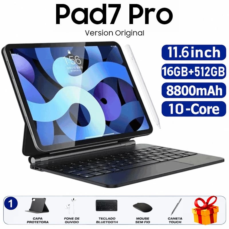 Tablet Pad7 Pro 16GB+512GB 11.6" 3.2K 144Hz Dual SIM Card 8800 mAh Android 15 WIFI 5G Tablets para jogos tablet Android