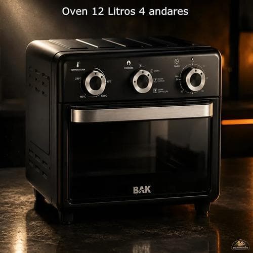 Forno Air Fryer Oven Bak 12l 1000w Multifuncional Cesto Fritadeira Sem Óleo Forno Elétrico Grande Visor Painel Gourmet