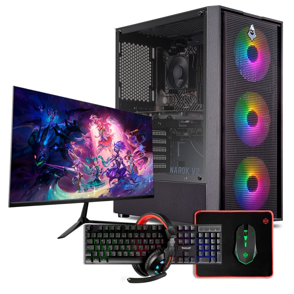 PC Gamer Forge, AMD Ryzen 5 8500G, 32GB DDR5, SSD M.2 500GB, 500W 80 Plus, Completo com Monitor e Periféricos