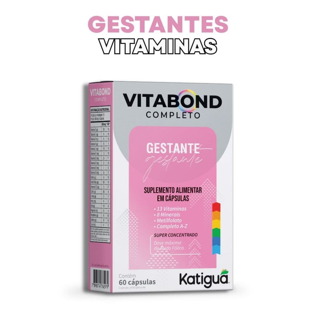 Vitabond Completo Gestante 60Cápsulas 600mg Metilfolato Vitaminas de A-Z Dose Máxima de Ácido Fólico