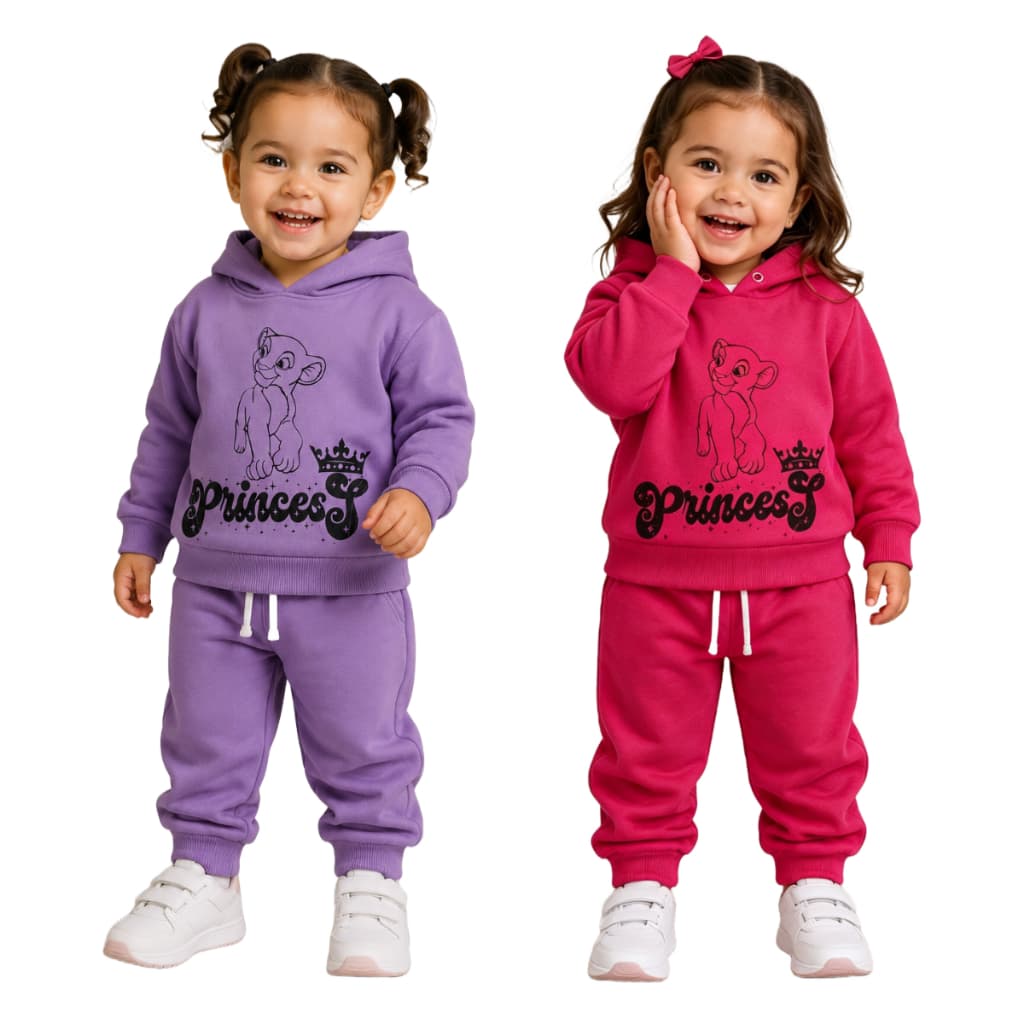Conjunto Moletom Infantil Menina 1 Ao 3 Casaco Com Capuz E Bolso E Calça Moletom Algodão