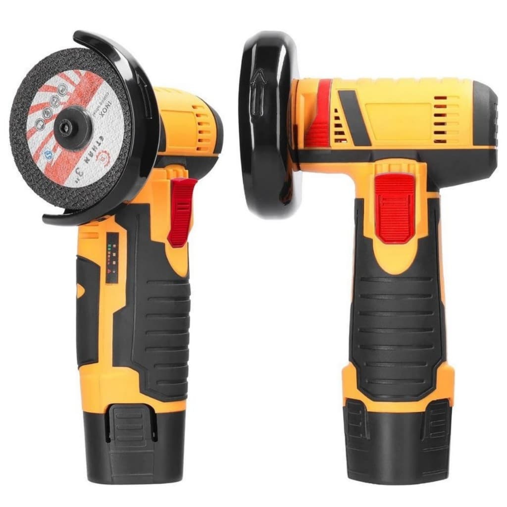 Mini Esmerilhadeira Angular A Bateria 18V Com 2 Baterias Discos E Maleta Cortadora Bivolt