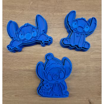 Kit Cortador de Biscoito Stitch Disney + Carimbo - Massinha de Modelar, Fondant e Biscoitos - Festa Infantil Lilo Stitch