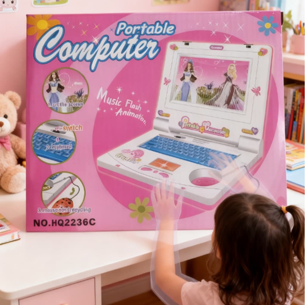 Notebook Laptop + Mouse Infantil Educativo Aprender Brincando Brinquedo Educacional