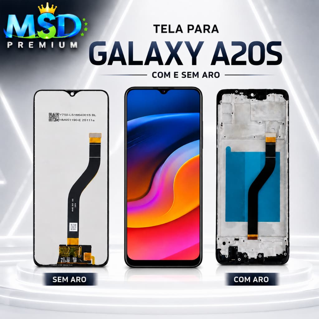 Frontal Tela Display Touch LCD Com e Sem Aro Sam Glx A20s (A207) Testada antes do envio
