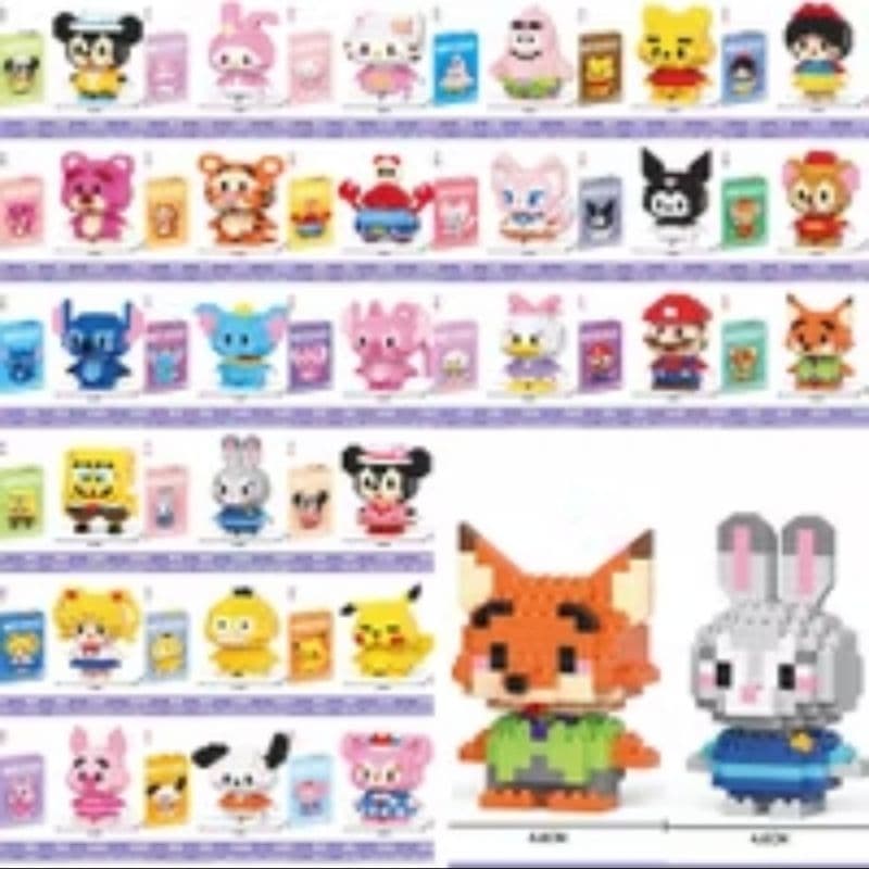 Mini Blocos de Montar Personagens Kawaii - Estilo Lego Colecionável