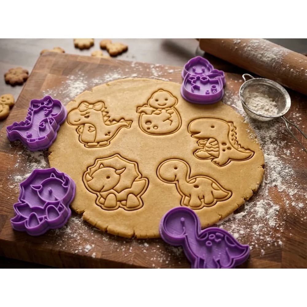 Kit com 5 Cortadores Dinossauro | Biscoitos | Cookies | Pasta Americana | Massinha de Modelar
