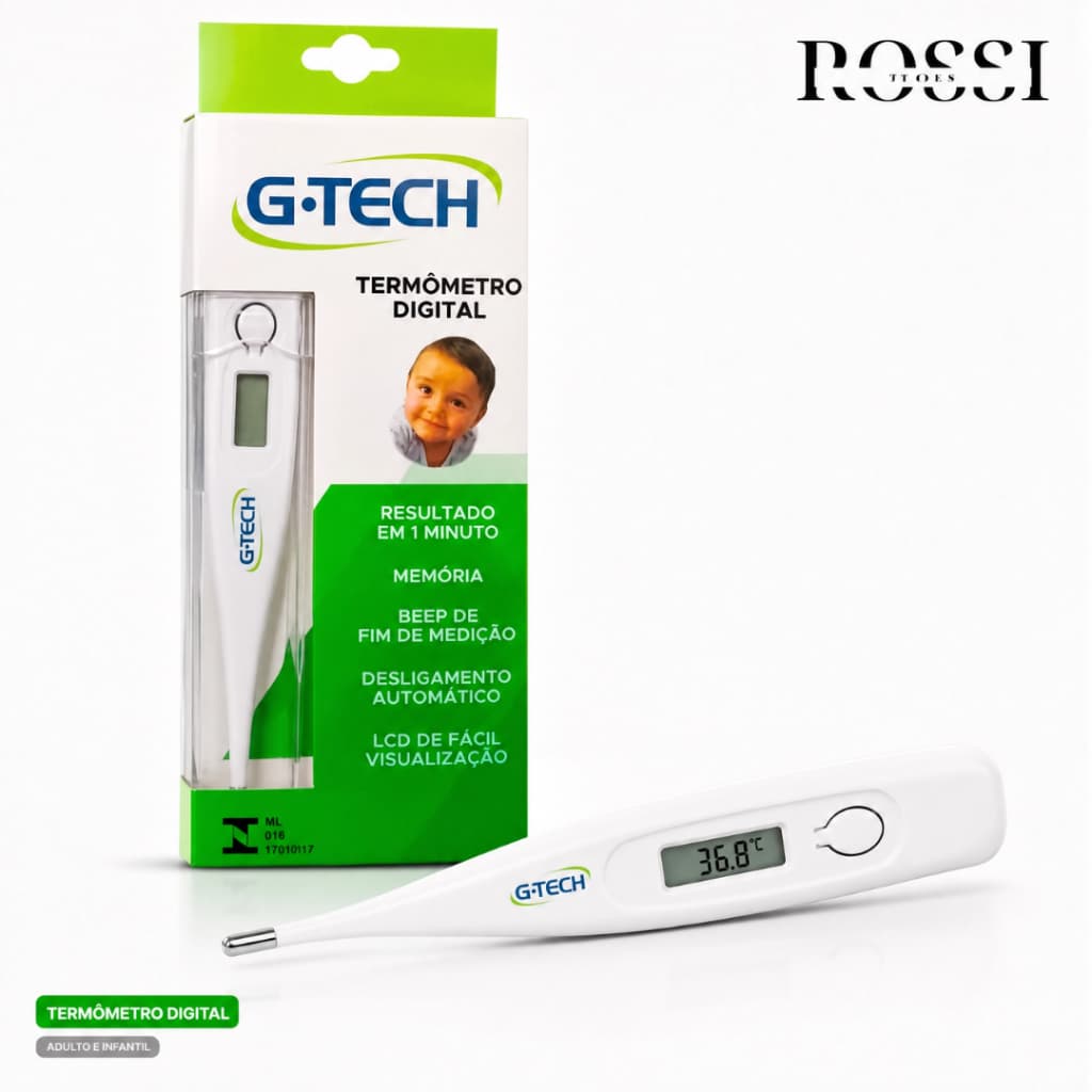 Termometro Digital G-TECH Clinico Adulto e Infantil com Protetor de Acrílico