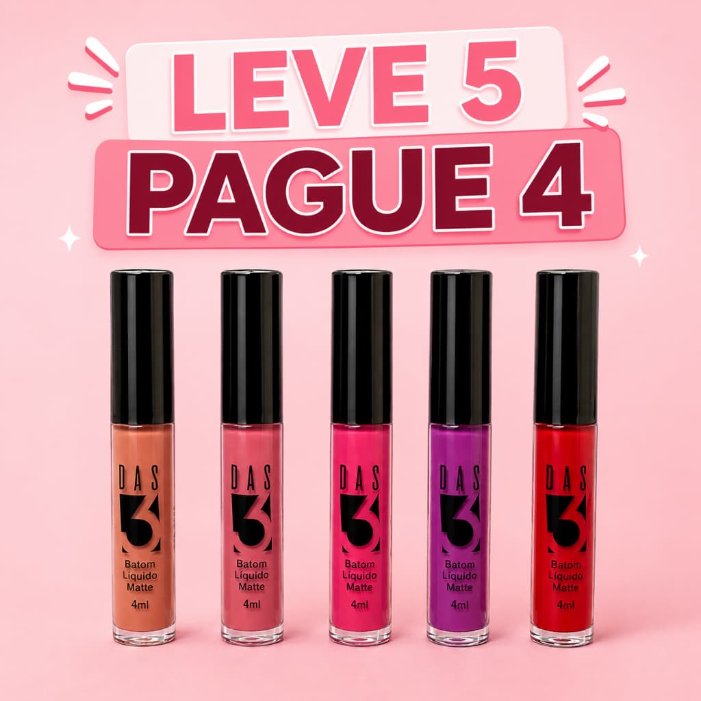 Batom Líquido Matte - Leve 5 Pague 4 - Das Três Cosméticos