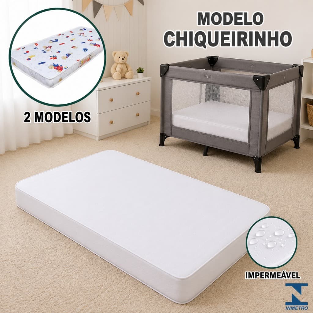 Colchão Chiqueirinho Moisés Berço 100x70x10 Impermeável Espuma D18 Anti Alérgico Confortável Bebê Infantil Baby