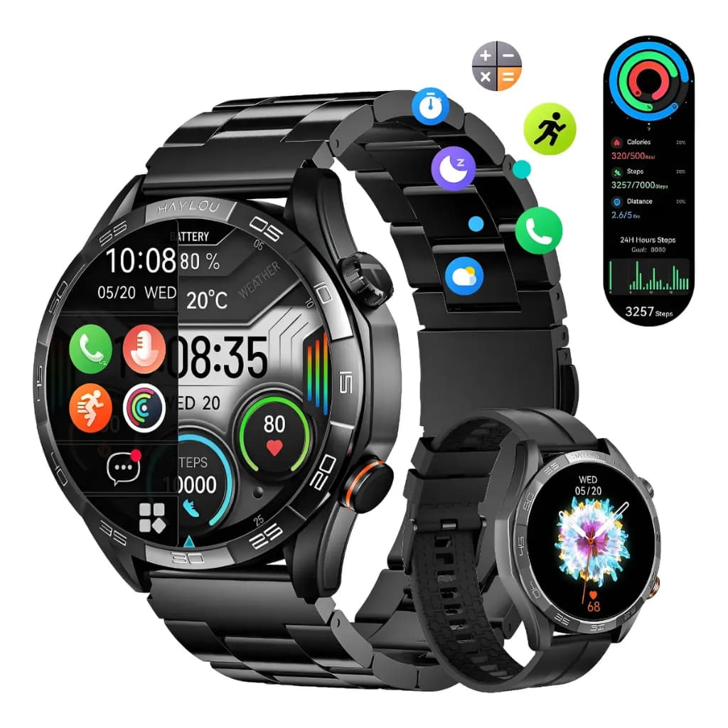 Relógio inteligente Com NFC Haylou Solar 5 Bluetooth 5.3 Smart Watch Pulseira De Aço Unissex Smartwatch Silicone IP68
