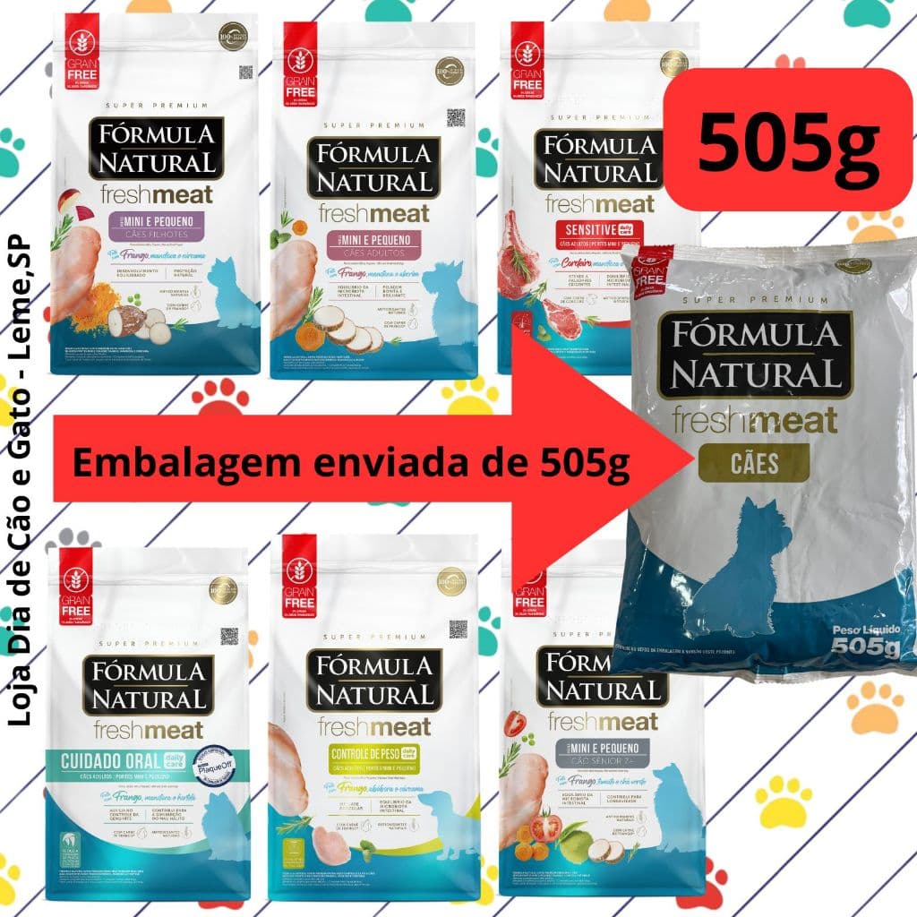 Ração 505g Cachorro Fórmula Natural Fresh meat - Pequeno Porte - Filhotes, Adultos, Controle de peso e Sênior