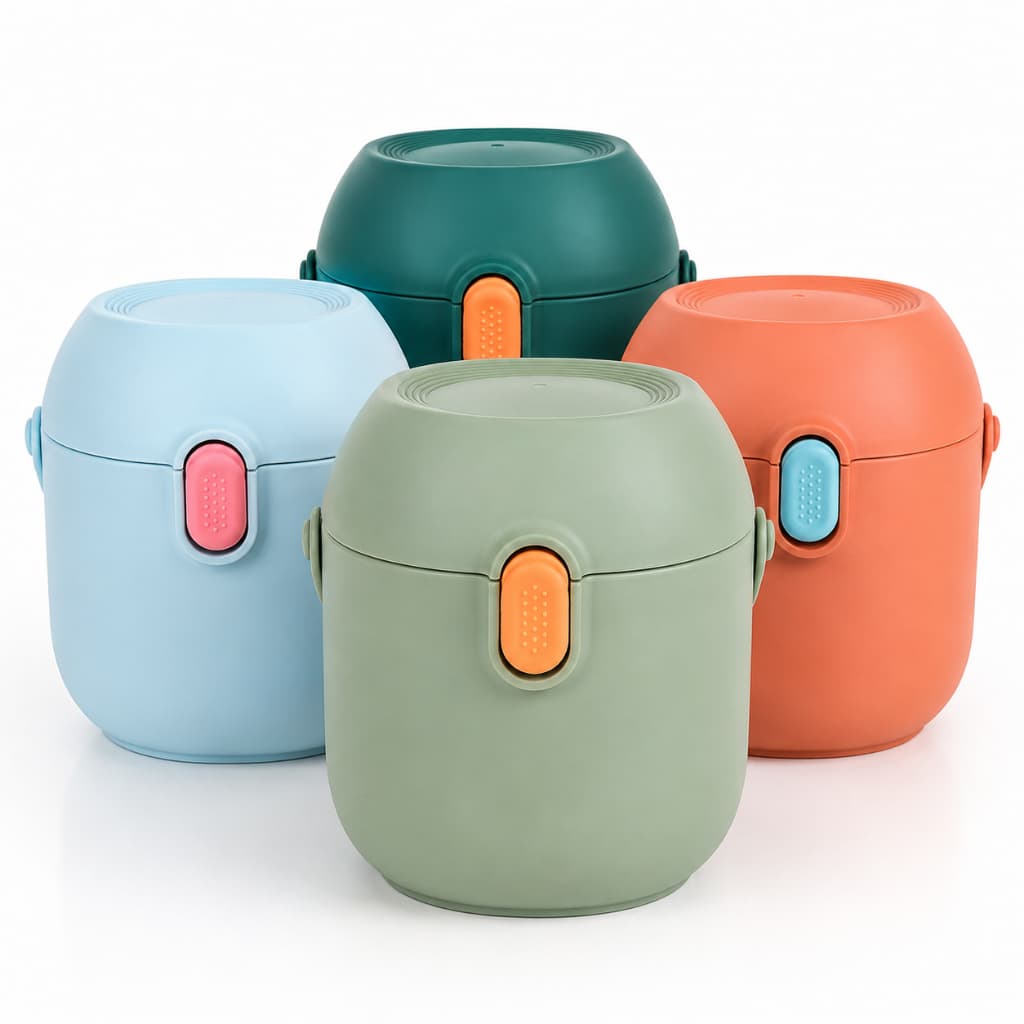Porta Leite em Pó Infantil Dryz com Divisória para Colher Dosadora, Tampa Hermética BPA Free Viagem