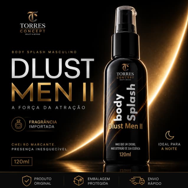 Perfume Body Splash Masculino Dlust Men II 120ml Fragrância Importada Marcante Afrodisíaca Noite