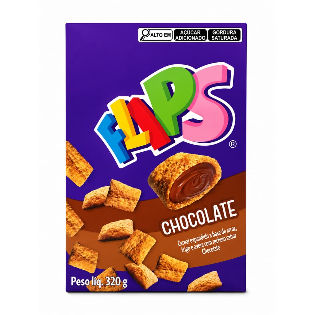 flips cereal crocante  recheado con chocolate irresistivel 320g de sabor importado original da venezuela