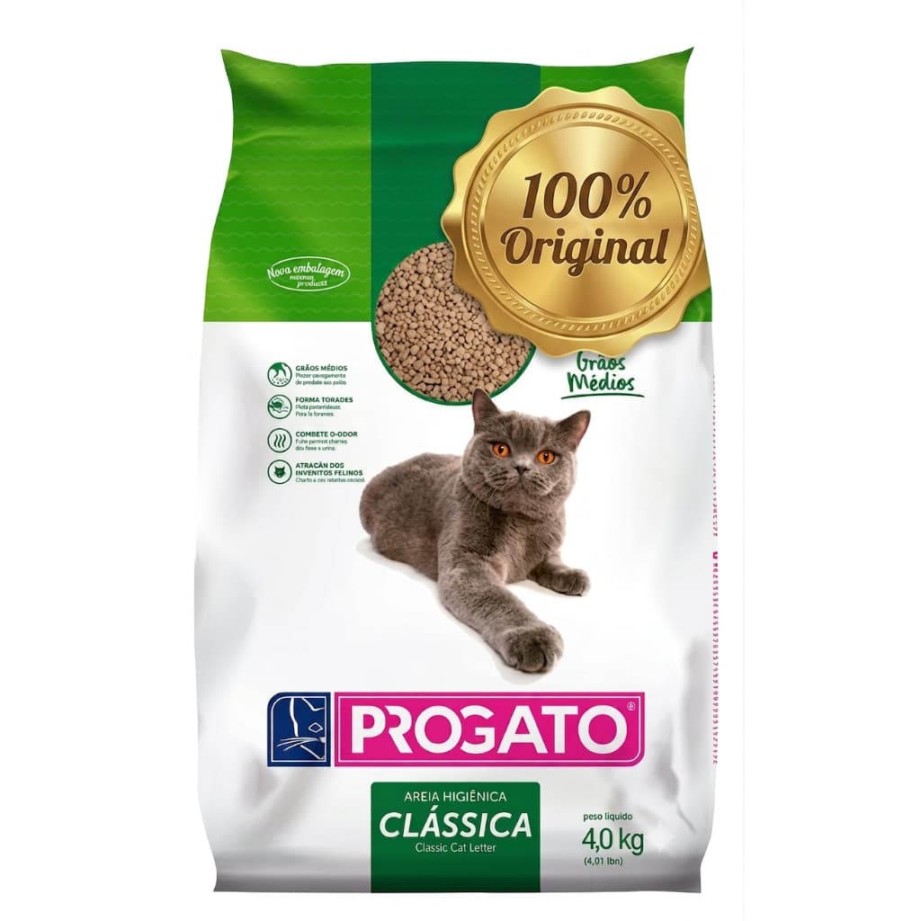 Areia Sanitária Progato Clássica Multigrãos para Gatos - 4kg