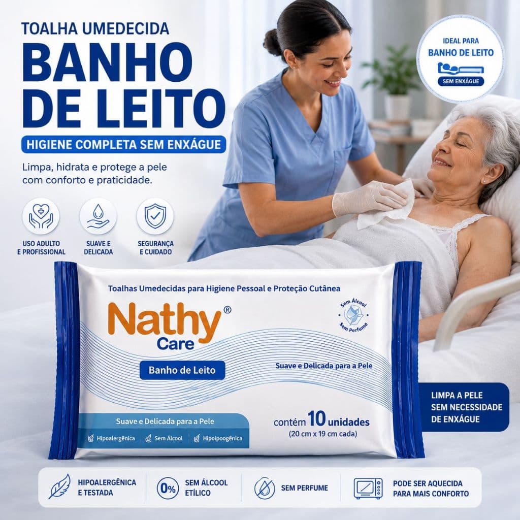 Kit 50Un ou 100Un Toalha Umedecidas para Banho de Leito Hospitalar Para Pacientes Acamados