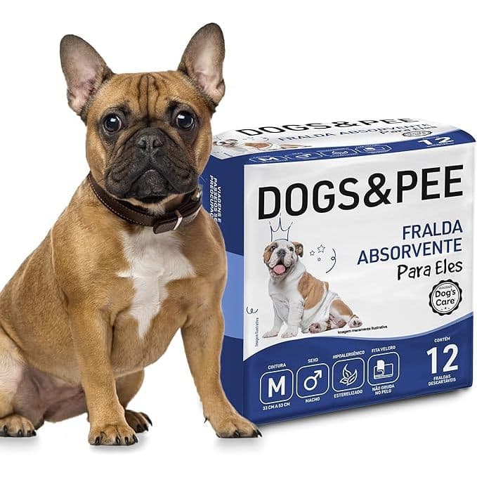 FRALDA HIGIÊNICA DESCARTÁVEL ABSORVENTE MACHO TAMANHO M 12 UNIDADES DOGS AND PEE DOGS CARE