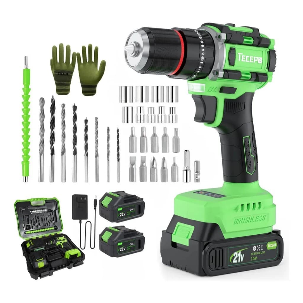 Furadeira Parafusadeira Brushless Com 2 Baterias 2 Ah Tecepo