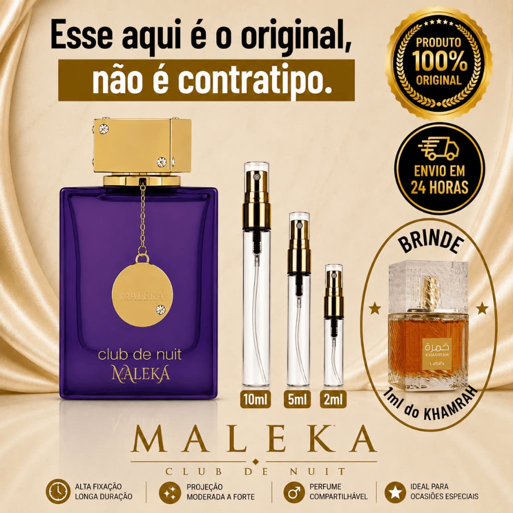 Maleka Perfume Árabe Feminino  - 100% ORIGINAL - Importado - Alta Fixação - Alta Projeção - Íris / Atalcado