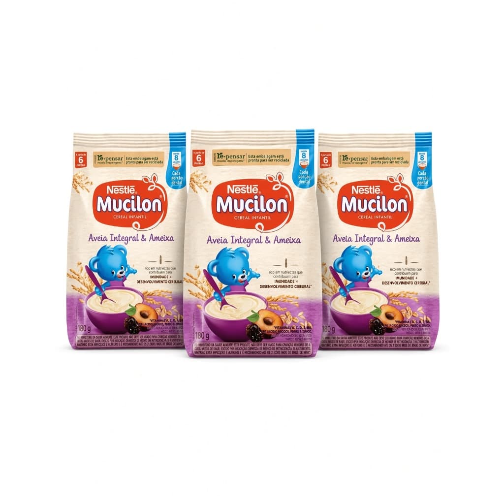 Mucilon Nestlé Ameixa e Aveia 180g Kit 3 Unidades Cereal Infantil