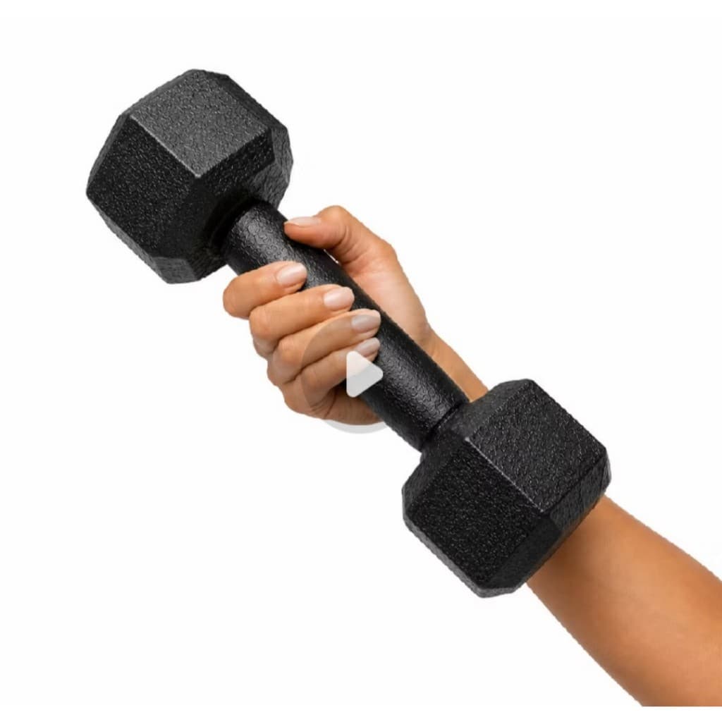 par Halter Sextavado Ferro Fundido Pintado Preto 5kg Academia -