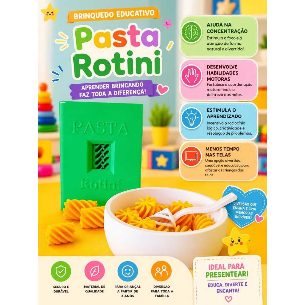 Brinquedo Educativo Pasta Rotini Infantil | Brinquedo Montessori |Jogo de Concentração e Coordenação Motora | Menos Tela