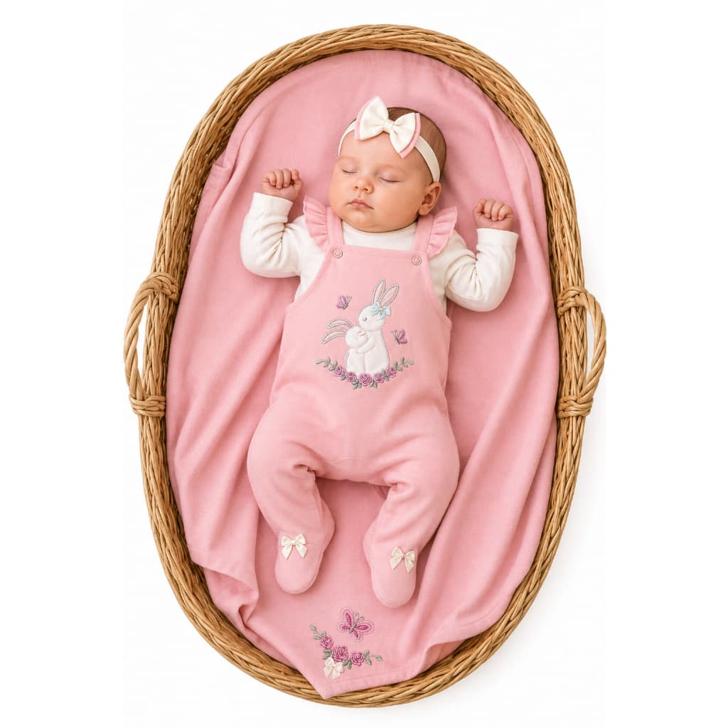 Saída Maternidade Menina 05 Peças Ternura Jardineira Roupa de Bebê Menina