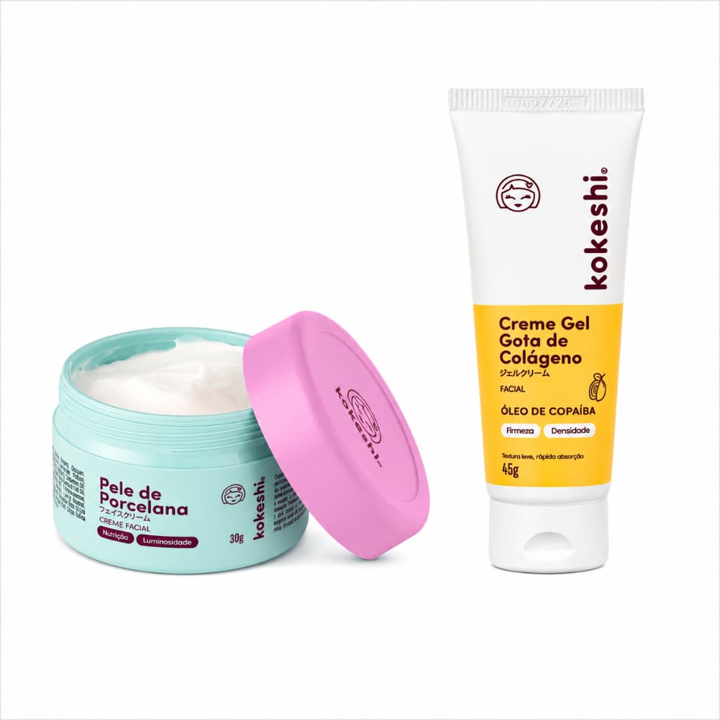 Kit Colágeno Kokeshi Hidratante Creme Facial Pele De Porcelana 30g Milagre do Arroz gota de colageno