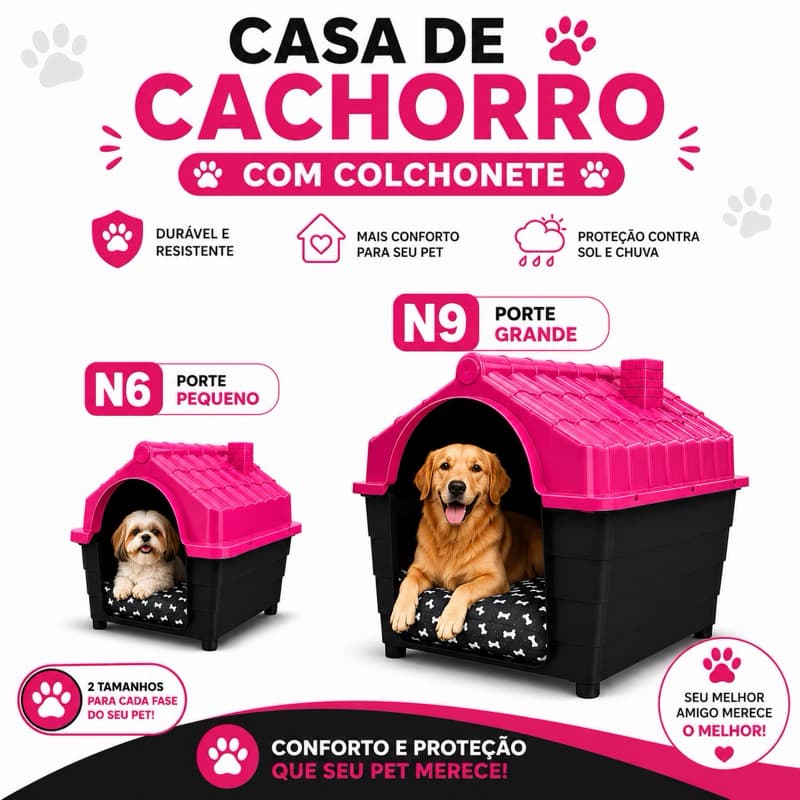 Casa Casinha Colchonete Para Cachorro N6 N9 Porte Pequeno E Grande