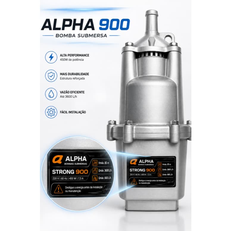Bomba Submersa Vibratória Kit Completo de Instalação para Poço e Cisterna Modelo 900 / 2300litros/hr.