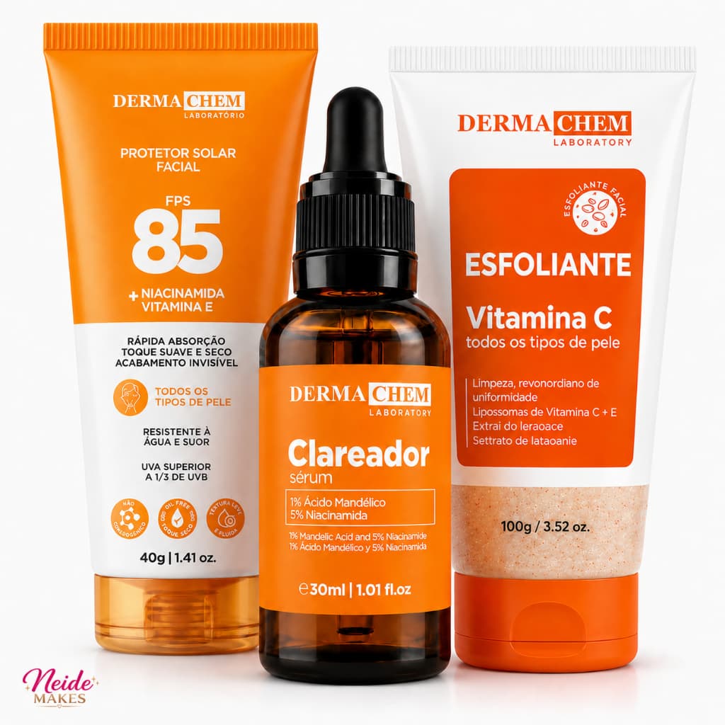 Skin Care Esfoliante Vitamina C Anti-idade + Clareador + Protetor fps 85 Dermachem
