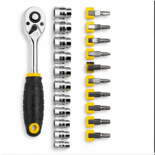 Kit De Ferramentas 19Peças Jogo De Soquetes Chave Catraca Reversivel Cojunto de Chave Reparos Carros